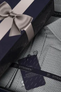 پیراهن جعبه‎دار اسلیم فیت طرح‎دار طوسی مردانه برند Etikmen کد 1651954030