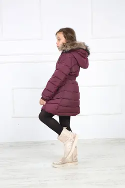 کاپشن پفدار کمربند‎دار بنفش پالتو دخترانه برند B&amp;T کد 1651933389