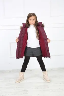 کاپشن پفدار کمربند‎دار بنفش پالتو دخترانه برند B&amp;T کد 1651933386