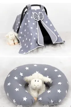 دو بالشت روانداز شیردهی ستاره دار طوسی محصول برند Babynest کد 1651896967