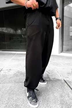 شلوار راحتی گشاد کشی پاچه مشکی برند la gizzia کد 1651877227