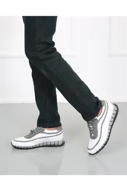 کفش اسپرت لژدار سیلیکون طراحی ویژه سفید طوسی مردانه چرم اصل برند CassidoShoes کد 1651841767