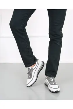 کفش اسپرت لژدار سیلیکون طراحی ویژه سفید طوسی مردانه چرم اصل برند CassidoShoes کد 1651841767