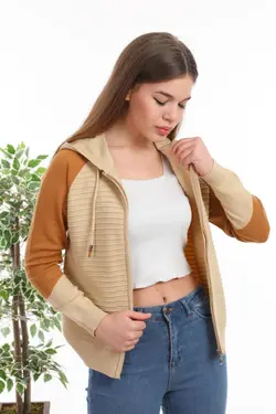 بافتنی کلاهدار آستین طرحدار زیپدار برند Tarçın Butik کد 1651836311