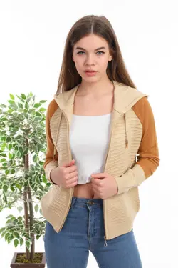 بافتنی کلاهدار آستین طرحدار زیپدار برند Tarçın Butik کد 1651836311