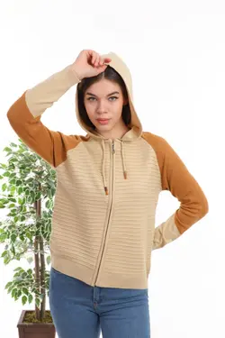 بافتنی کلاهدار آستین طرحدار زیپدار برند Tarçın Butik کد 1651836311