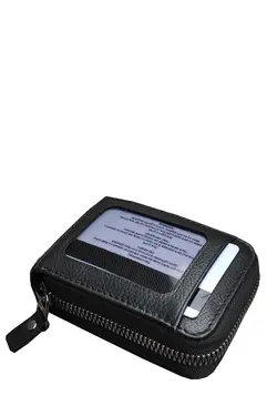 کیف پول 11قسمته جا کارتی مشکی زیپدار چرم اصل برند Kemer Dünyası کد 1651799120