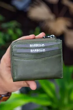 کیف پول کوچک سبز جا کارتی زیپدار چرم اصل برند Garbalia کد 1651803247