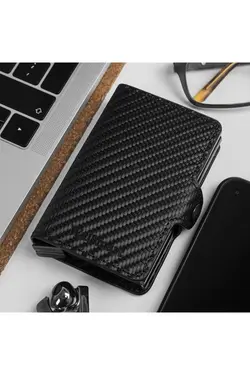 کیف پول ست اتوماتیک طرح جا کارتی چرم اصل مردانه برند DEKOHOP کد 1651802425