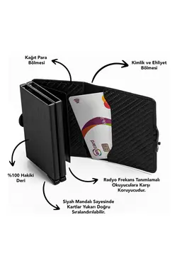 کیف پول ست اتوماتیک طرح جا کارتی چرم اصل مردانه برند DEKOHOP کد 1651802425