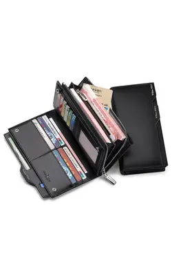 کیف پول چرمی ایتالیایی مشکی جا کارتی برند William Polo کد 1651801331