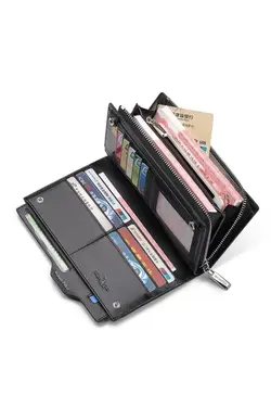 کیف پول چرمی ایتالیایی مشکی جا کارتی برند William Polo کد 1651801331