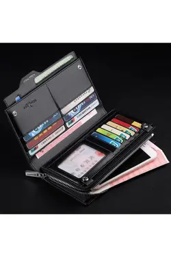 کیف پول چرمی ایتالیایی مشکی جا کارتی برند William Polo کد 1651801337