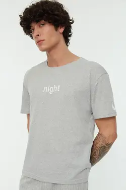 لباس راحتی بافتنی چاپی طوسی برند TRENDYOL MAN کد 1651783507