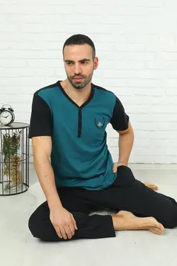 لباس راحتی آستین کوتاه سبز نفتی مردانه برند rockhard کد 1652132467