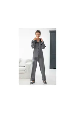 لباس راحتی ابریشم مصنوعی ساده خاکستری آنتراسیت زنانه برند English Home کد 1652132084