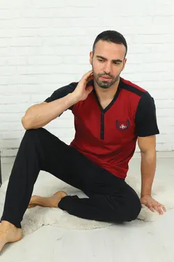 لباس راحتی آستین کوتاه زرشکی مردانه برند rockhard کد 1652131516