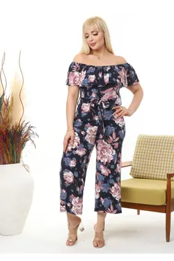 سرهمی یقه مدنا ابریشم مصنوعی کشی کمربند‎دار سایز بزرگ زنانه برند LİKRA کد 1652274032