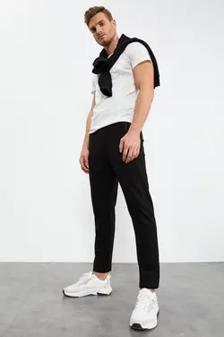 شلوار راحتی قالب جیب دار پاچه نوک کلاسیک استاندارد زیپدار مردانه مشکی برند Tommy Life کد 1652242987