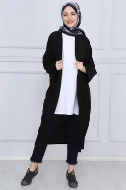 بافتنی کمربند دار مشکی زنانه برند ilmek کد 1652221626