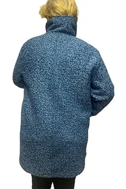 بافتنی جیب دار سبک یقه ایستاده سایز بزرگ پالتو کلاسیک زیپدار نمدی زنانه برند ELSİN BUTİK کد 1652217367