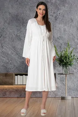 لباس شب ست شیردهی بلند و گشاد توری &amp; بارداری برند Mecit Pijama کد 1652173448