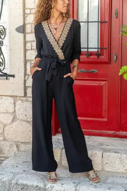 سرهمی جیب دار کمربند‎دار طرح‎دار حصیری airobin مشکی زنانه برند Güneşkızı کد 1652428591