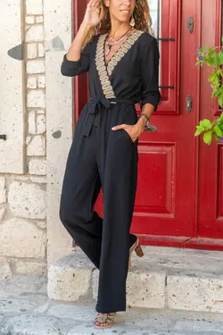 سرهمی جیب دار کمربند‎دار طرح‎دار حصیری airobin مشکی زنانه برند Güneşkızı کد 1652428591