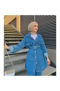 کت کمربند‎دار آبی زنانه برند Biado کد 1652357826