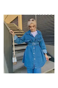 کت کمربند‎دار آبی زنانه برند Biado کد 1652357826