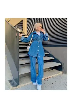 کت کمربند‎دار آبی زنانه برند Biado کد 1652357826