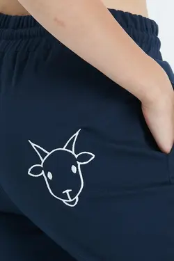 شلوار راحتی 3نخ قلاب دوزی شده سرمه ای زنانه برند Polo State کد 1652358924