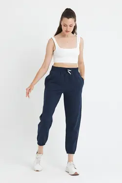 شلوار راحتی 3نخ قلاب دوزی شده سرمه ای زنانه برند Polo State کد 1652358924