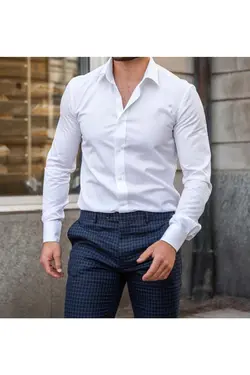 پیراهن اسلیم فیت سفید مردانه برند Piola Club کد 1652339711