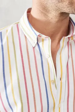 پیراهن یقه گرد راحت راه‎راه روزمره برند Altınyıldız Classics کد 1652339586