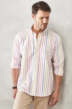 پیراهن یقه گرد راحت راه‎راه روزمره برند Altınyıldız Classics کد 1652339586