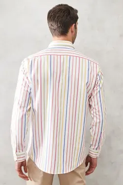 پیراهن یقه گرد راحت راه‎راه روزمره برند Altınyıldız Classics کد 1652339586