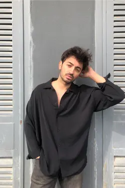 پیراهن قالب گشاد کتان مشکی مردانه برند Gray Clothing کد 1652339825