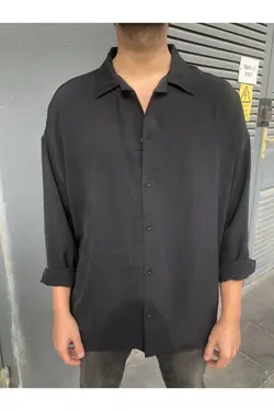 پیراهن قالب گشاد کتان مشکی مردانه برند Gray Clothing کد 1652339825