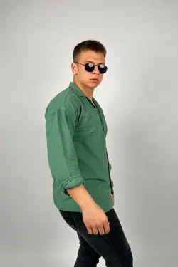 پیراهن گشاد کتان آستین بلند سبز پسته ای برند PUMP BUTİK کد 1652339765