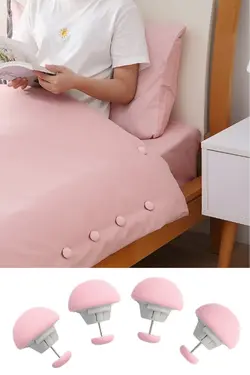 تنظیم کننده رو تختی کاوردار ملحفه کاور تثبیت لحاف 4عدد صورتی قارچ بالشت برند Kitchen Beauty کد 1652317686