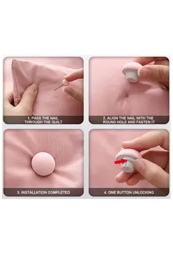 تنظیم کننده رو تختی کاوردار ملحفه کاور تثبیت لحاف 4عدد صورتی قارچ بالشت برند Kitchen Beauty کد 1652317686