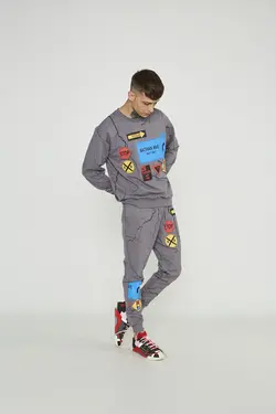 ست لباس راحتی قالب نخی گشاد طوسی برند gangs street wear کد 1652318765