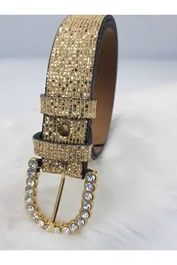 کمربند نگین‎دار طلایی زنانه برند BellaVino کد 1652559968