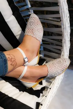کفش عروسکی بافتنی بند دار مچی سفید زنانه برند Aymood کد 1652564168