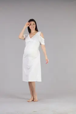 سرهمی بارداری شیردهی تابستانی یقه هفت توری روشن شیری زنانه برند Lohussa کد 1652497027