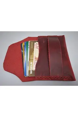کیف پول کار شده جا کارتی چرم واقعی دستی برند Mahfuz کد 1652476412