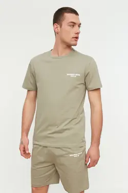 لباس راحتی متناسب چاپی یشمی مردانه برند TRENDYOL MAN کد 1652455510