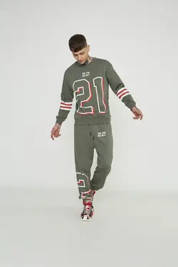 ست لباس راحتی قالب نخی نخ گشاد یشمی برند gangs street wear کد 1652318707