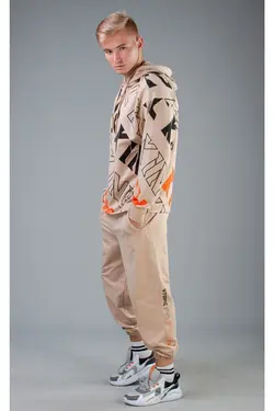 شلوار راحتی نوشته برش گشاد طرح‎دار بژ مردانه برند HYPERS کد 1652653216